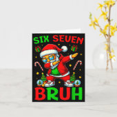 Carte Six Seven 6 7 Meme Dabbing Santa Merry Christmas B (Fleur jaune)