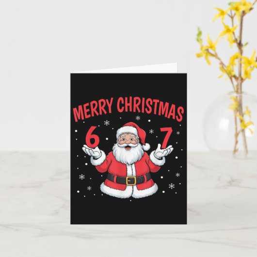 Carte Six Seven 6 7 Meme Gen Alpha Slang Merry Christmas (Fleur jaune)