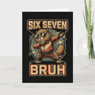 Carte Six Seven Bruh 67 Capybara Drôle Vintage Mème