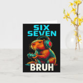 Carte Six Seven Bruh 67 Meme Funny Capybara (Fleur jaune)