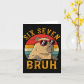Carte Six Seven Bruh 67 Meme Funny Capybara Viral Six Se (Fleur jaune)