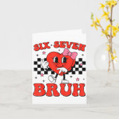 Carte Six Seven Bruh 6 7 Meme Funny Valentines Day Girls (Fleur jaune)
