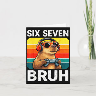 Carte Six Seven Bruh Capybara Rétro Vintage Drôle 67 Mèm
