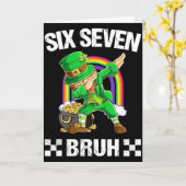 Carte Six Seven Bruh Dabbing Leprechaun Saint-Patrick (Fleur jaune)