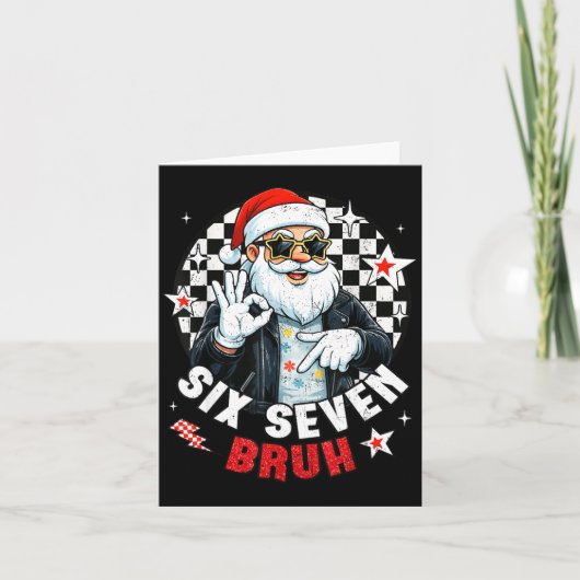 Carte Six Seven Bruh Funny Checkered Cool Santa Claus Ro (Devant)