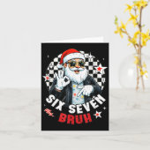Carte Six Seven Bruh Funny Checkered Cool Santa Claus Ro (Fleur jaune)