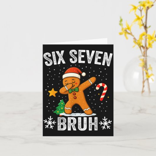 Carte Six Seven Bruh Gingerbread Dabbing Funny Christmas (Fleur jaune)