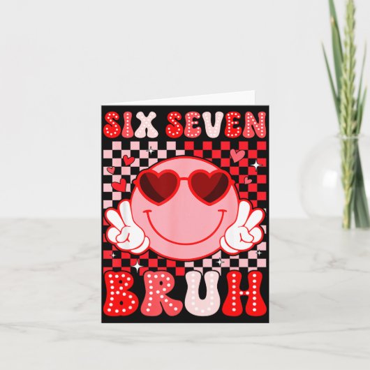 Carte Six Seven Bruh Groovy Sourire Visage Sungles Saint (Devant)