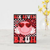 Carte Six Seven Bruh Groovy Sourire Visage Sungles Saint (Fleur jaune)