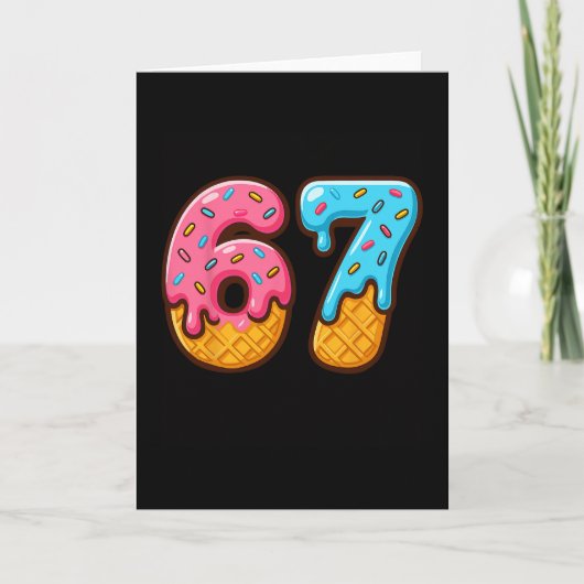 Carte Six Seven Crème Glacée Dégoulinant Mème Cool 67 Nu (Devant)