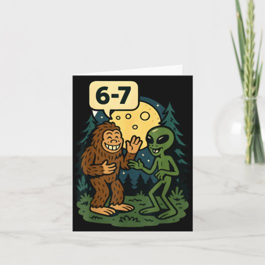 Carte Six Seven Funny Bigfoot And Alien 67 Viral Meme Sa (Devant)