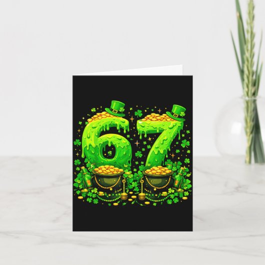 Carte Six seven mème 67 jour de la Saint-Patrick trèfle (Devant)