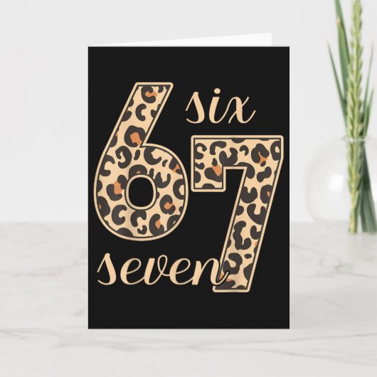 Carte Six Seven Meme 6-7 Numéro Imprimé Léopard Gen Z Ge (Devant)