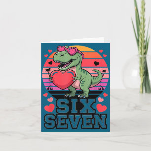 Carte Six Seven Saint-Valentin Dinosaure T-rex Pour Enfa