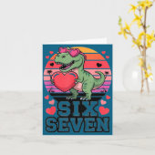 Carte Six Seven Saint-Valentin Dinosaure T-rex Pour Enfa (Fleur jaune)