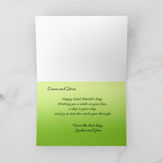 Carte Six White Shamrock St. Patrick's Day (Intérieur)