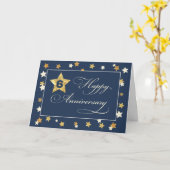 Carte Sixième anniversaire de l'employé Navy Gold Effect (Fleur jaune)
