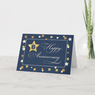 Carte Sixième anniversaire de l'employé Navy Gold Effect