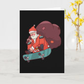Carte Skate de Noël Père Noël (Fleur jaune)