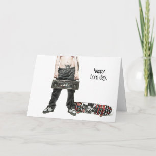 Carte Skate féminin Rétro Boombox Anniversaire
