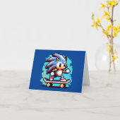 Carte Skate Hérisson Pixel Art Fast & Fun Skateboard (Fleur jaune)