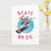 Carte Skate ou die Skateboarder Garçon (Fleur jaune)