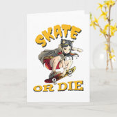 Carte Skate ou die Skateboarder Girl (Fleur jaune)