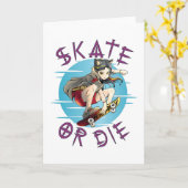 Carte Skate ou die Skateboarder Girl (Fleur jaune)