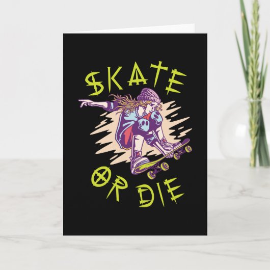 Carte Skate ou die Skateboarder Girl (Devant)