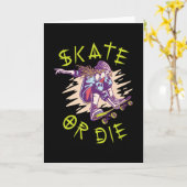 Carte Skate ou die Skateboarder Girl (Fleur jaune)