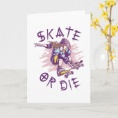 Carte Skate ou die Skateboarder Girl (Fleur jaune)