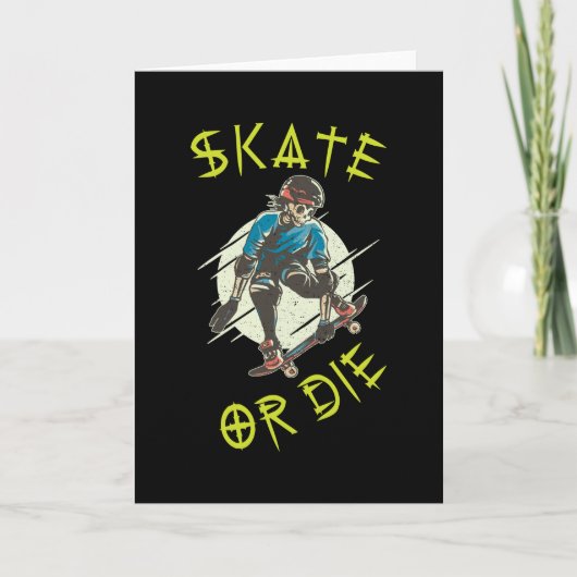 Carte Skate ou die Skeleton Skateboarder (Devant)