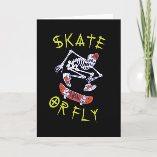 Carte Skate ou volez Skeleton Skateboarder (Devant)