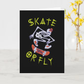 Carte Skate ou volez Skeleton Skateboarder (Fleur jaune)