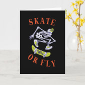 Carte Skate ou volez Skeleton Skateboarder (Fleur jaune)