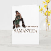 Carte SKATEBOARD BON ANNIVERSAIRE Fille (Fleur jaune)