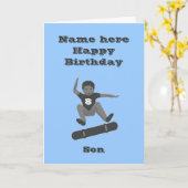 Carte Skateboard Boy, Son Birthday card ajouter nom age (Fleur jaune)