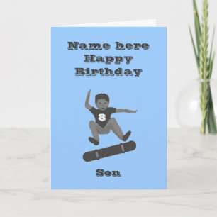 Carte Skateboard Boy, Son Birthday card ajouter nom age