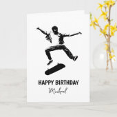 Carte Skateboard Happy Birthday Ajouter un nom (Fleur jaune)