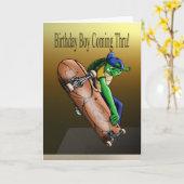 Carte Skateboarder Anniversaire (Fleur jaune)