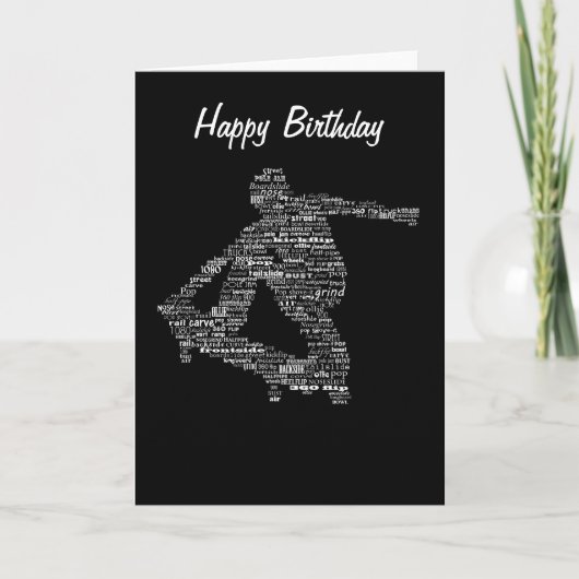 Carte Skateboarder word collage greeting card (Devant)