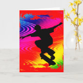 Carte Skateboarding on Rainbow Grunge (Fleur jaune)