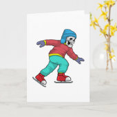 Carte Skeleton at Ice skating with Ice skates (Fleur jaune)