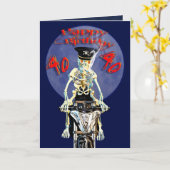 Carte Skeleton biker 40th birthday (Fleur jaune)
