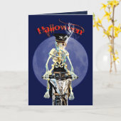 Carte Skeleton biker fumer une cigarette (Fleur jaune)