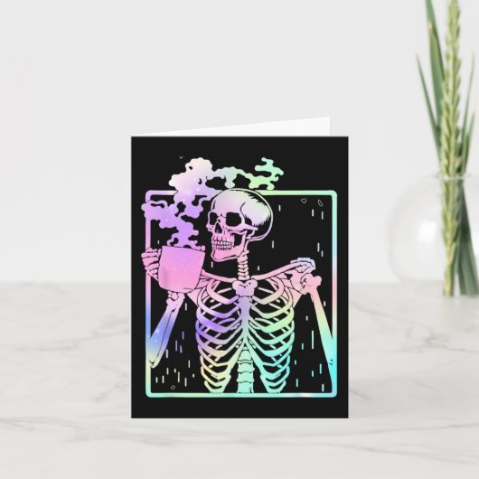 Carte Skeleton Boire Café Femmes hommes Halloween costu (Devant)