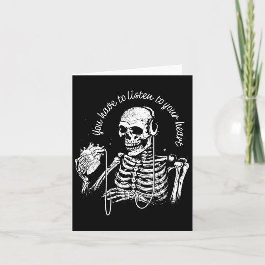 Carte Skeleton Casque Coeur Musique gothique Halloween S (Devant)