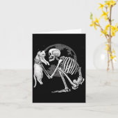 Carte Skeleton Chat Crâne Kitty mignonne Fantôme Hallowe (Fleur jaune)