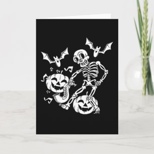 Carte Skeleton Citrouille Bat Dance Drôle Drôle Hallowee