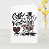 Carte Skeleton Coffee Is My Valentine Funny Coffee Drink (Fleur jaune)